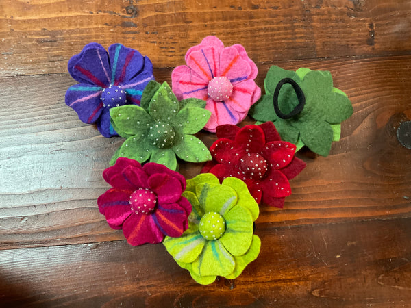 Felt Flower Ponytail Holder