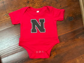 “N” Nebraska red onesie