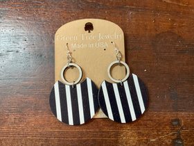 Black White Striped Earrings