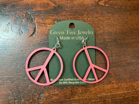 Large Pink Peace Sign Earrings