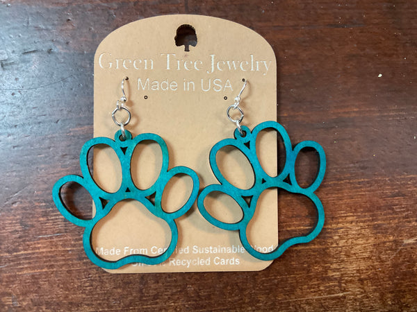 Large Dog Paw Print Earrings