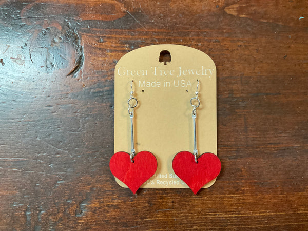 Red Heart Dangle Earrings