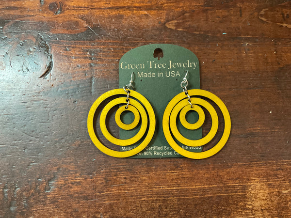 Three Yellow Circles Earrings