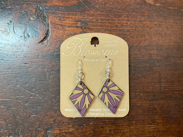 Purple Diamond Shape Earrings