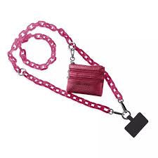 Clip and Go Phone Carrier with Pouch Hot Pink Chain