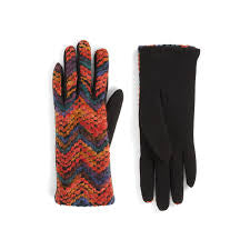 Coco + Carmen Felted Chevron Touchscreen Gloves- Red