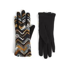 Coco + Carmen Felted Chevron Touchscreen Gloves- black