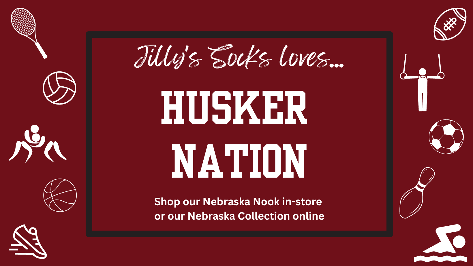 Jilly s socks loves husker nation banner