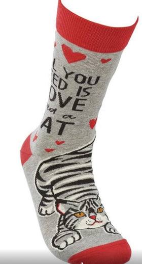 All You Need is Love and a Cat Socks - One Size