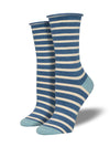 Women’s “Sailor Stripe Roll Top” socks - Jilly's Socks 'n Such