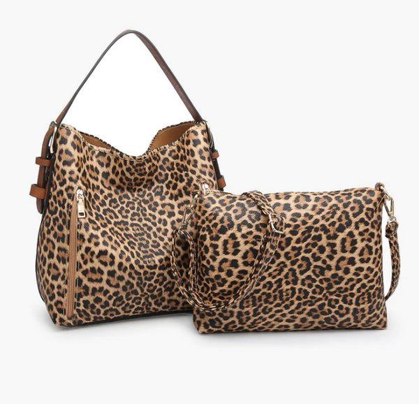 Jen & Co- Alexa 2 in 1 hobo bag- leopard mustard - Jilly's Socks 'n Such