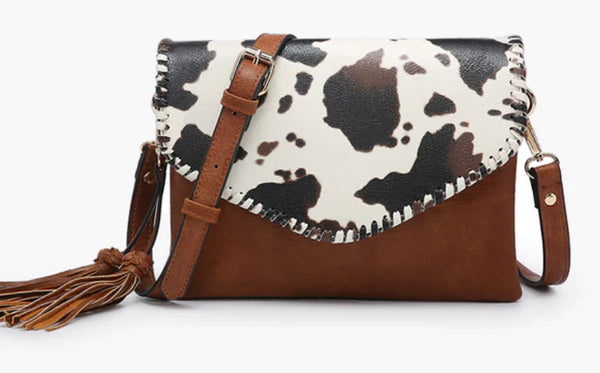 Jen & Co-Slone crossbody-cow white - Jilly's Socks 'n Such