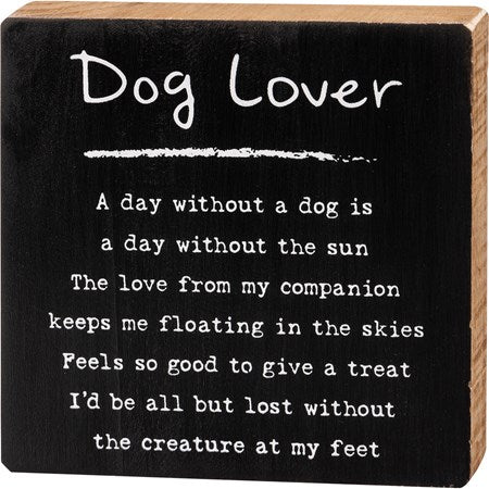 “Dog lover” Block Sign - Jilly's Socks 'n Such