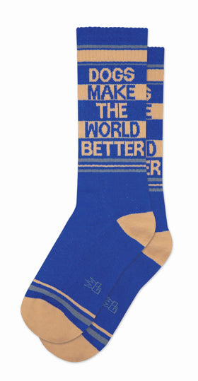 DOGS MAKE THE WORLD A BETTER PLACE gym crew socks