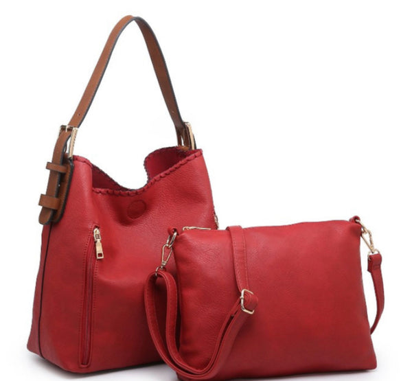 Jen & Co- Alexa 2 in 1 hobo bag- red - Jilly's Socks 'n Such