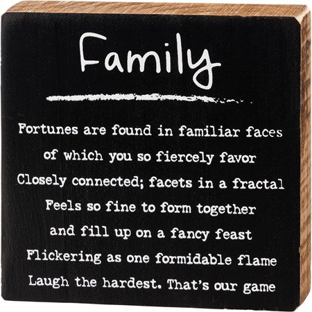 “Family” Block Sign - Jilly's Socks 'n Such