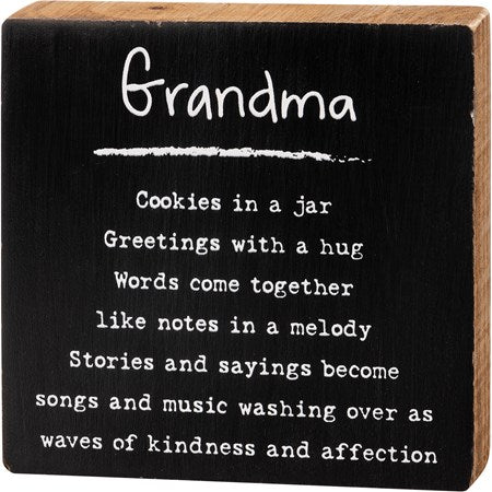 “Grandma” Block Sign - Jilly's Socks 'n Such