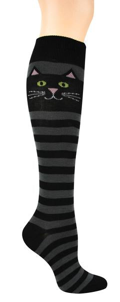 Women’s Black Cat Knee Highs Socks - Jilly's Socks 'n Such