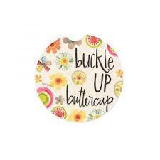 “Buckle up buttercup” Stone Car Coasters - Set of Two - Jilly's Socks 'n Such