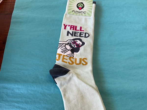 “Y’All Need Jesus” Socks - One Size - Jilly's Socks 'n Such