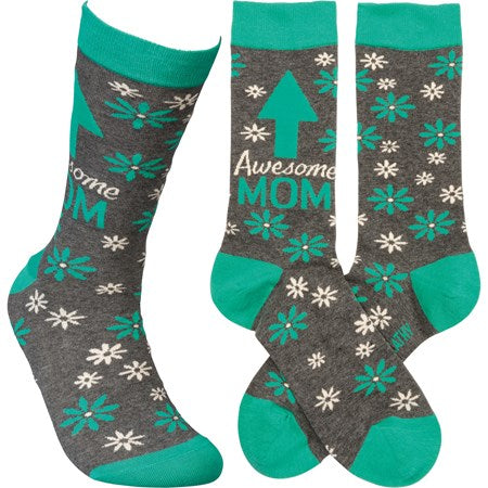 “Awesome Mom” Socks - One Size - Jilly's Socks 'n Such