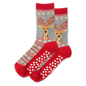 Women’s Non-Skid Christmas Reindeer Socks