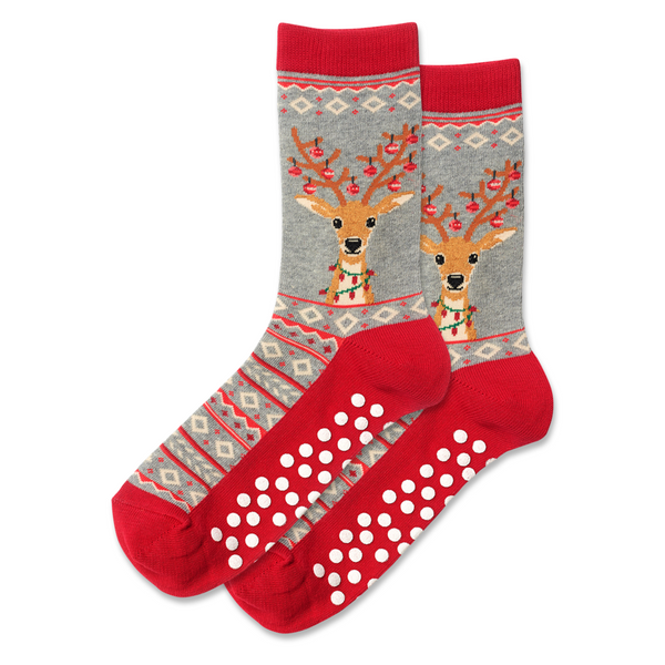 Women’s Non-Skid Christmas Reindeer Socks - Jilly's Socks 'n Such