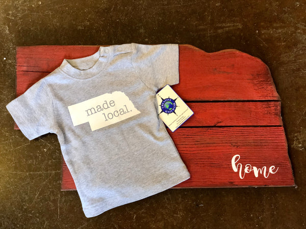 Kids - Grey Nebraska “Made Local.” Short Sleeve Tee Shirt - Jilly's Socks 'n Such