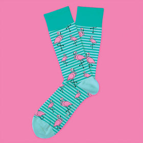 Women’s Stripe Flamingo Socks-“Funky Flamingo”