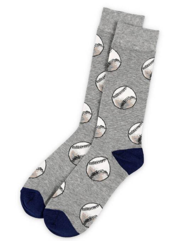 Mens Grey Baseball Socks - Jilly's Socks 'n Such