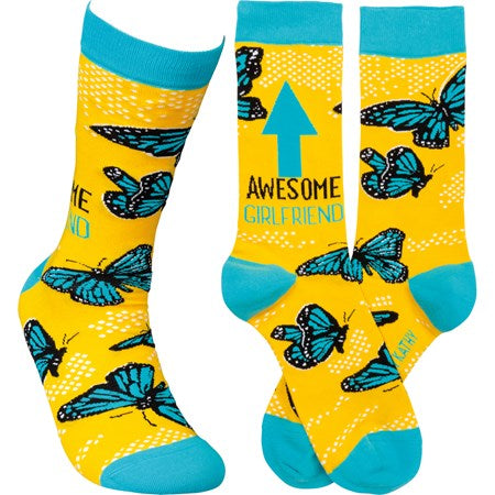 “Awesome Girlfriend” Socks - One Size - Jilly's Socks 'n Such