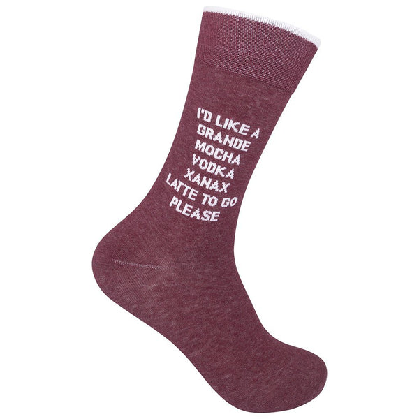 “Grande Mocha Xanax To Go” Socks - One Size - Jilly's Socks 'n Such