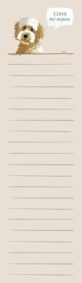 Goldendoodle “I Love My Human” List Notepad Tablet