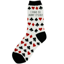 Women’s “I have so many tricks” card Socks - Jilly's Socks 'n Such