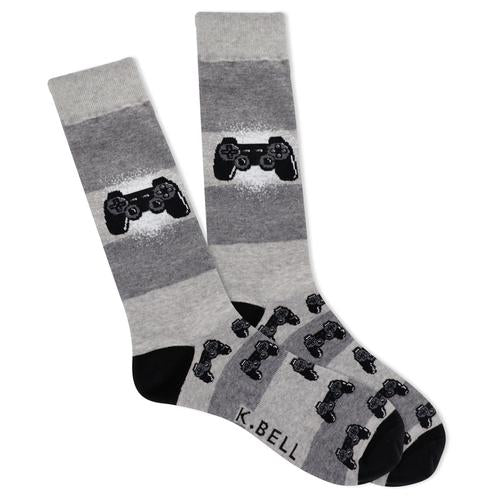 Men's Grey Video Game Controller Socks - Jilly's Socks 'n Such