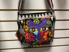 Laurel Burch Blossoming Cat with beads Crossbody Purse