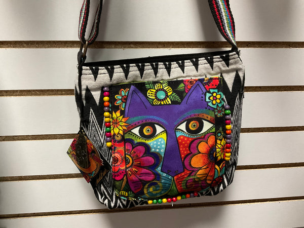 Laurel Burch Blossoming Cat with beads Crossbody Purse - Jilly's Socks 'n Such