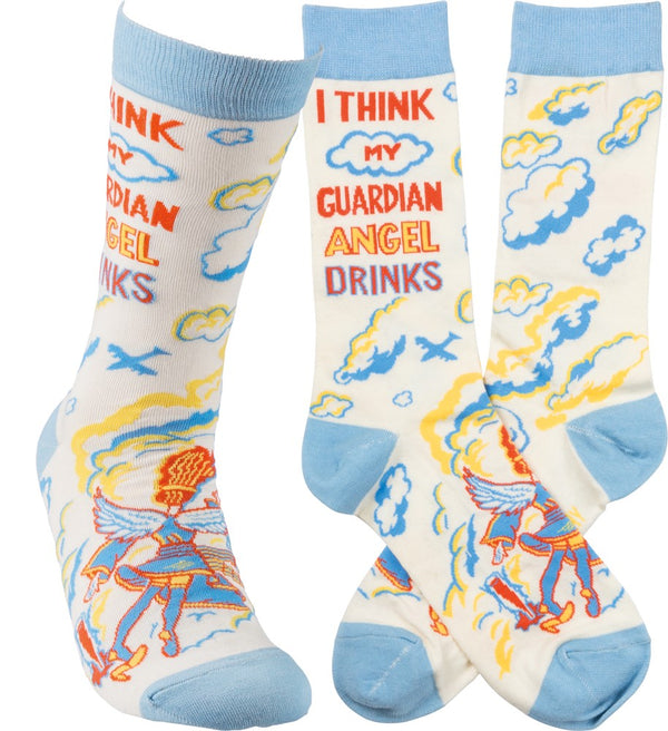 “Guardian Angel Drinks” Socks - One Size - Jilly's Socks 'n Such
