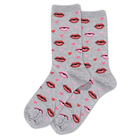 Women’s Lips and Hearts Grey Socks