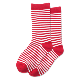 Kids Hot Sox Red n’ White Striped Socks
