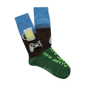 Mens “Game Day” Beer and Game Controller Socks
