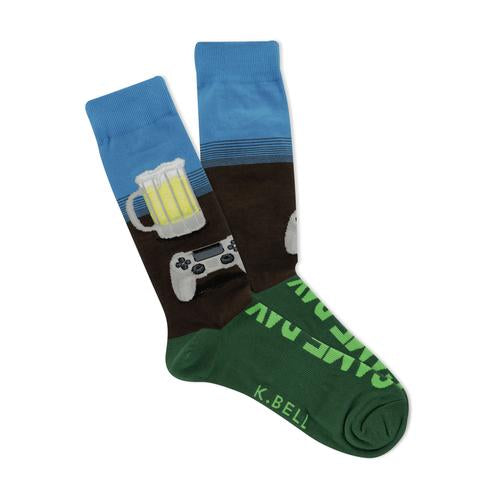 Mens “Game Day” Beer and Game Controller Socks - Jilly's Socks 'n Such
