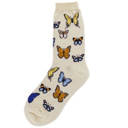 Women’s White Butterfly Socks - Jilly's Socks 'n Such