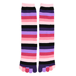 Women’s Pink Striped Toe Socks - Jilly's Socks 'n Such