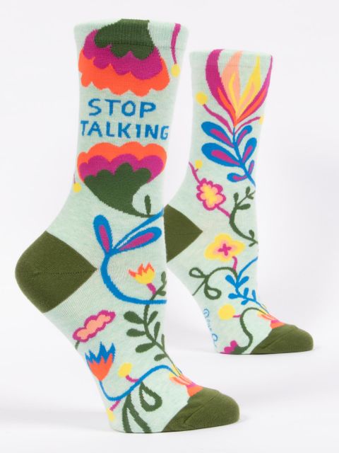 Women’s Stop Talking Sock-Blue Q Socks - Jilly's Socks 'n Such