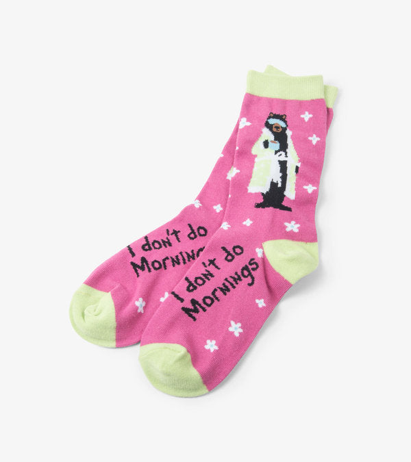 “ I Don’t Do Mornings” Women’s Crew Socks - Jilly's Socks 'n Such