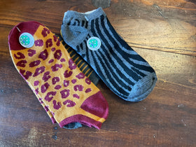 Ankle socks, 2 pk women’s ankle socks, animal prints and color block