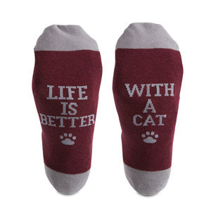 Unisex “Life is Better With a Cat”  Cat People Socks - Jilly's Socks 'n Such