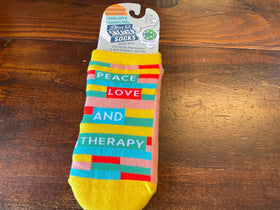 “Peace Love and Therapy” Sneaker Sock s/m