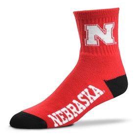 Nebraska Red Quarter Cuff Crew Socks - One Size
